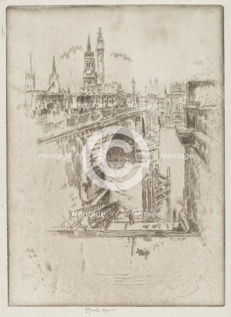 London Bridge Stairs, 1903. Creator: Joseph Pennell.