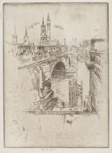 London Bridge Stairs, 1903. Creator: Joseph Pennell