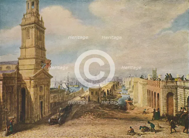 'London Bridges Old and New, 1831', (1920). Artist: George Scharf.