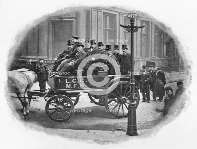 London County Council Fire Brigade Committee starting on an inspection, c1903 (1903). Artist: Unknown.