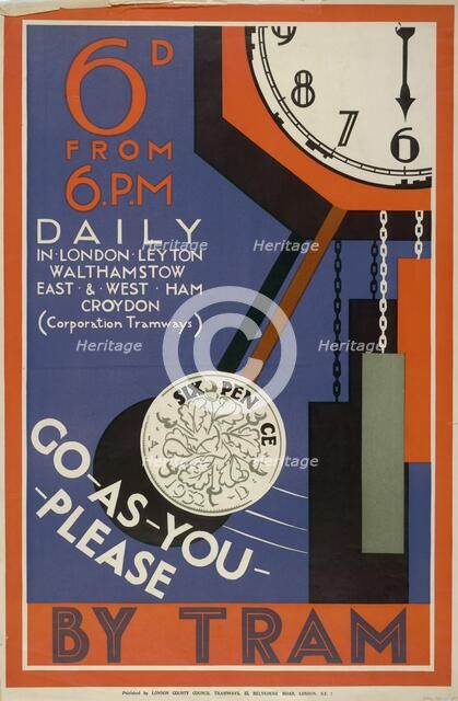 London County Council (LCC) Tramways poster, 1933. Artist: Anon