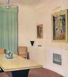 London Dining Room with painting by Chirico 1938