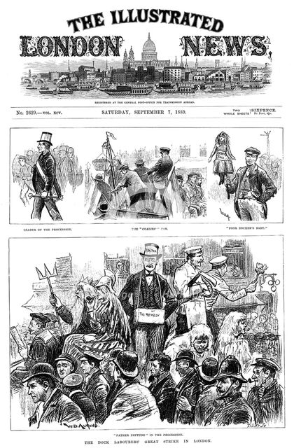 London dock labourers' strike, 1889. Artist: Unknown