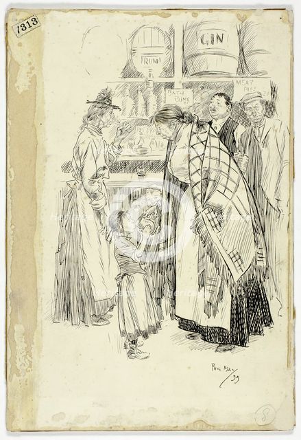 London East End: Sketch in an East End Gin Shop, 1899. Creator: Philip William May.