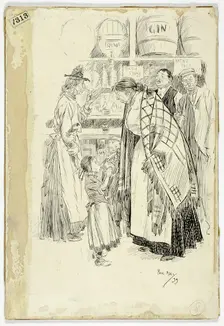 London East End: Sketch in an East End Gin Shop, 1899. Creator: Philip William May