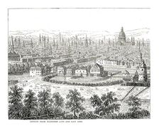 London from Islington City and East End. From a view by Canaletti, published 1753. Artist: Canaletto