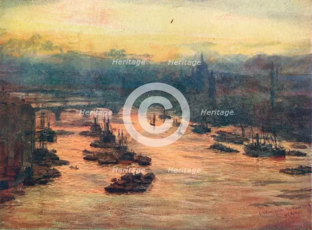 'London, from the Tower Bridge', 1905 (1906). Artist: Unknown