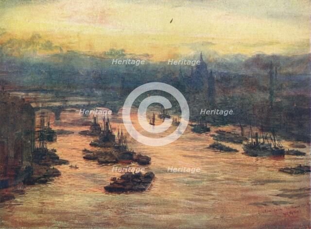 'London, from the Tower Bridge', 1905 (1906). Artist: Unknown