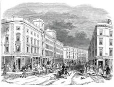 London improvements - Cranbourne Street, 1845. Creator: Unknown