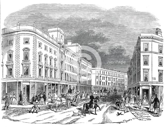 London improvements - Cranbourne Street, 1845. Creator: Unknown.