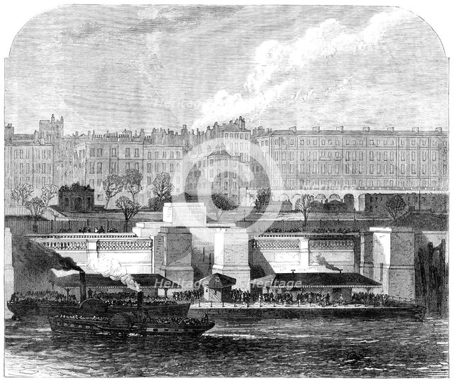 London improvements: Hungerford Pier on the Thames Embankment, 1869. Creator: Unknown.