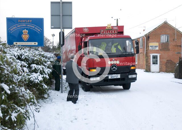 London Pride Brewery lorry stuck in snow 2009 Artist: Unknown.