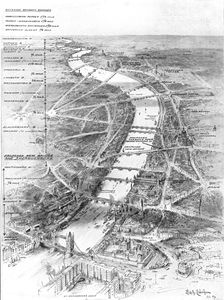 London's bridges - are they too far apart?, 1909. Creator: William B. Robinson