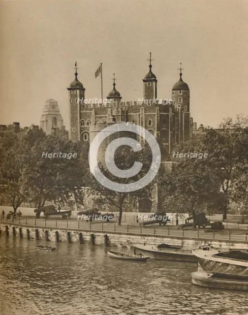 'London's Oldest and Newest Public Buildings from Tower Bridge', c1935. Creator: Unknown.