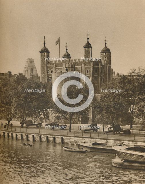 'London's Oldest and Newest Public Buildings from Tower Bridge', c1935. Creator: Unknown.