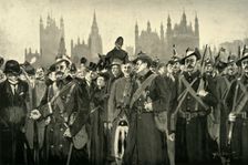 London's Response - The City Imperial Volunteers Crossing Westminster Bridge 1900. Creator: Allan Stewart