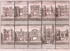 London's ten City Gates, 1720. Artist: Sutton Nicholls