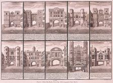 London's ten City Gates, 1720. Artist: Sutton Nicholls