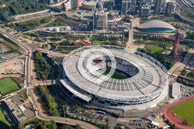 London Stadium, home of.West Ham Football Club, Stratford Marsh, London, 2021. Creator: Damian Grady.