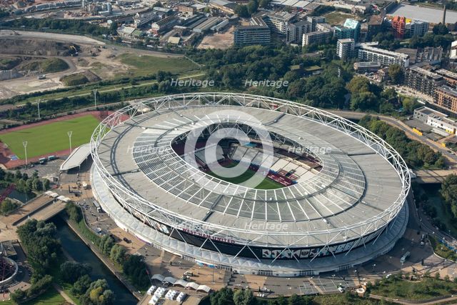 London Stadium, home of.West Ham Football Club, Stratford Marsh, London, 2021. Creator: Damian Grady.
