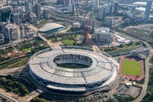 London Stadium, home of.West Ham Football Club, Stratford Marsh, London, 2021. Creator: Damian Grady
