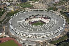 London Stadium, home of.West Ham Football Club, Stratford Marsh, London, 2021. Creator: Damian Grady