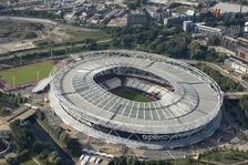 London Stadium, home of.West Ham Football Club, Stratford Marsh, London, 2021. Creator: Damian Grady