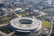 London Stadium, home of.West Ham Football Club, Stratford Marsh, London, 2021. Creator: Damian Grady