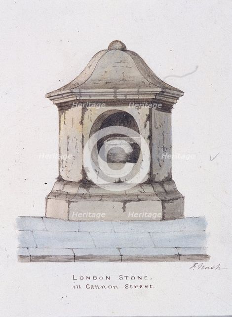 London Stone, Cannon Street, London, c1816. Artist: Frederick Nash