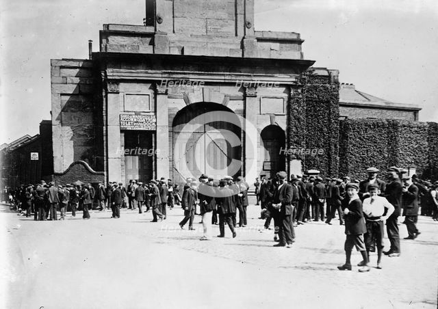 London Strike gates of Great East India dock; closed, between c1910 and c1915. Creator: Bain News Service.