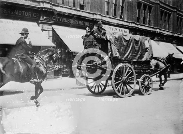 London Strike. Police escort for one van., between c1910 and c1915. Creator: Bain News Service.