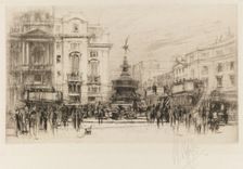 London Set: Piccadilly Circus (with Criterion Theatre), 1924. Creator: William Walcot (British, 1874-1943)