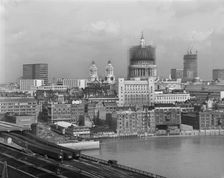 London skyline looking north-east from Blackfriars railway bridge, 03/03/1966. Creator: John Laing plc
