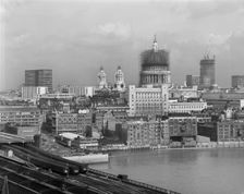 London skyline looking north-east from Blackfriars railway bridge, 03/03/1966. Creator: John Laing plc