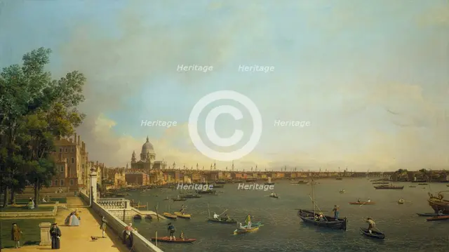 London. The Thames from Somerset House Terrace towards the City, ca 1751. Artist: Canaletto (1697-1768)