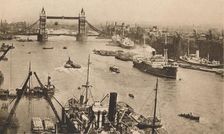 London - Tower Bridge and the Pool c1910