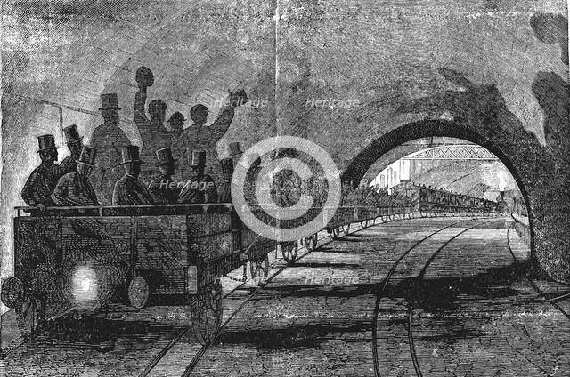 London Underground Railroad. Scene from the 1868 inauguration.