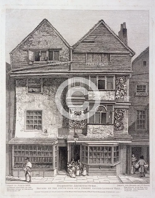 London Wall, London, 1808. Artist: John Thomas Smith