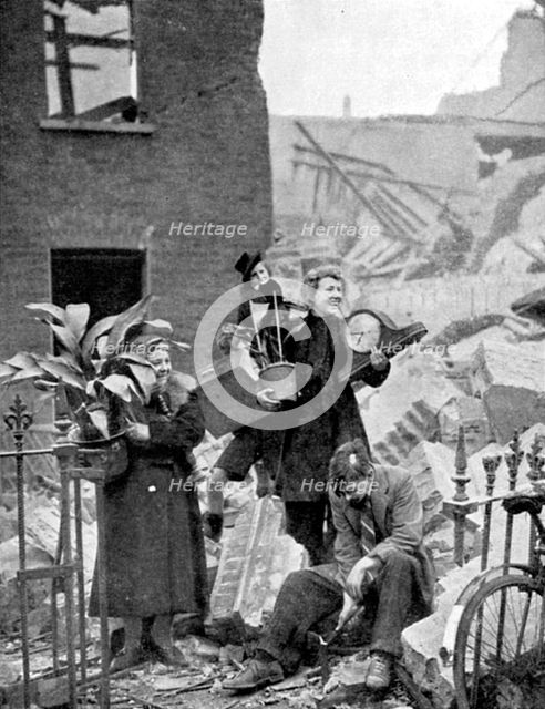 Londoners made homeless by a German air raid during the Blitz, World War II, October 1940. Artist: Unknown