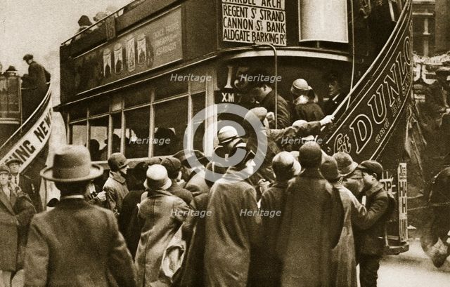 Londoners rushing for a bus on Ludgate Hill, c1920s(?).  Creator: Unknown.