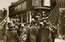 Londoners rushing for a bus on Ludgate Hill, c1920s(?). Creator: Unknown