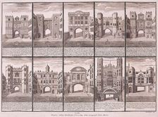 London's ten City Gates, 1720. Artist: Sutton Nicholls