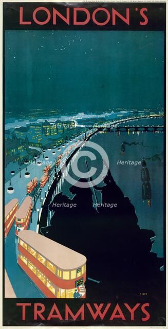 'London's Tramways', London County Council (LCC) Tramways poster, 1930. Artist: Anon