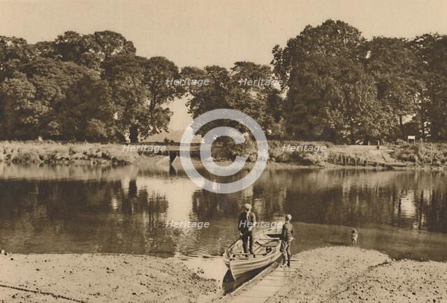 'London's River at Isleworth Ferry Looking Towards the Green Glades of Kew Gardens', c1935. Creator: Donald McLeish.