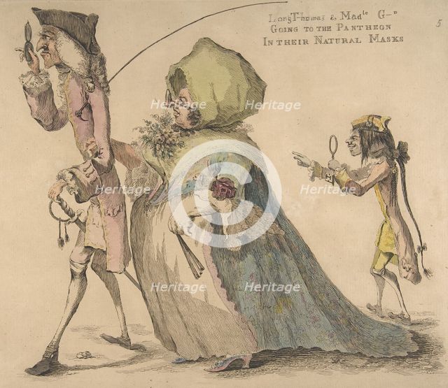Long Thomas and Mad-le G-d Going to the Pantheon in Their Natural Masks, May 1, 1773. Creator: William Austin.