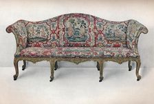 Long Upholstered Sofa: Serpentine-Shaped, Carved and Gilt c1750