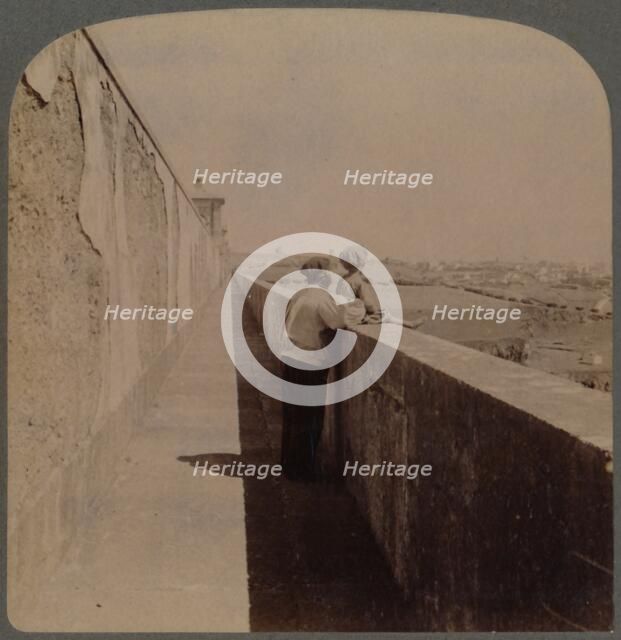 'Long walk along the old Aqueduct - (1729-49) - supplies city with water, Lisbon, Portugal', 1902. Creator: Underwood & Underwood.