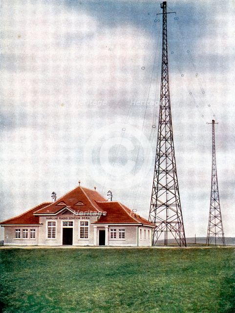 Long wave transmitter masts at a Marconi radio station at Berne, Switzerland, c1925. Creator: Unknown.