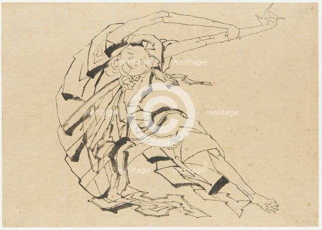 Long-armed man stretching, Edo period, 19th century. Creator: Hokusai.