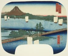 Long Bridge at Seta (Seta no nagahashi), from the series "Eight Views of Omi (Omi hakkei)", 1852. Creator: Ando Hiroshige